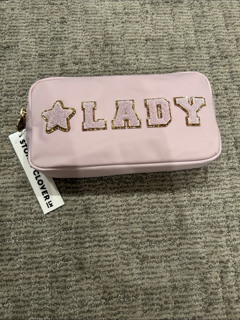Stoney Clover Lane Pink Star Appliqué Cosmetic Pouch